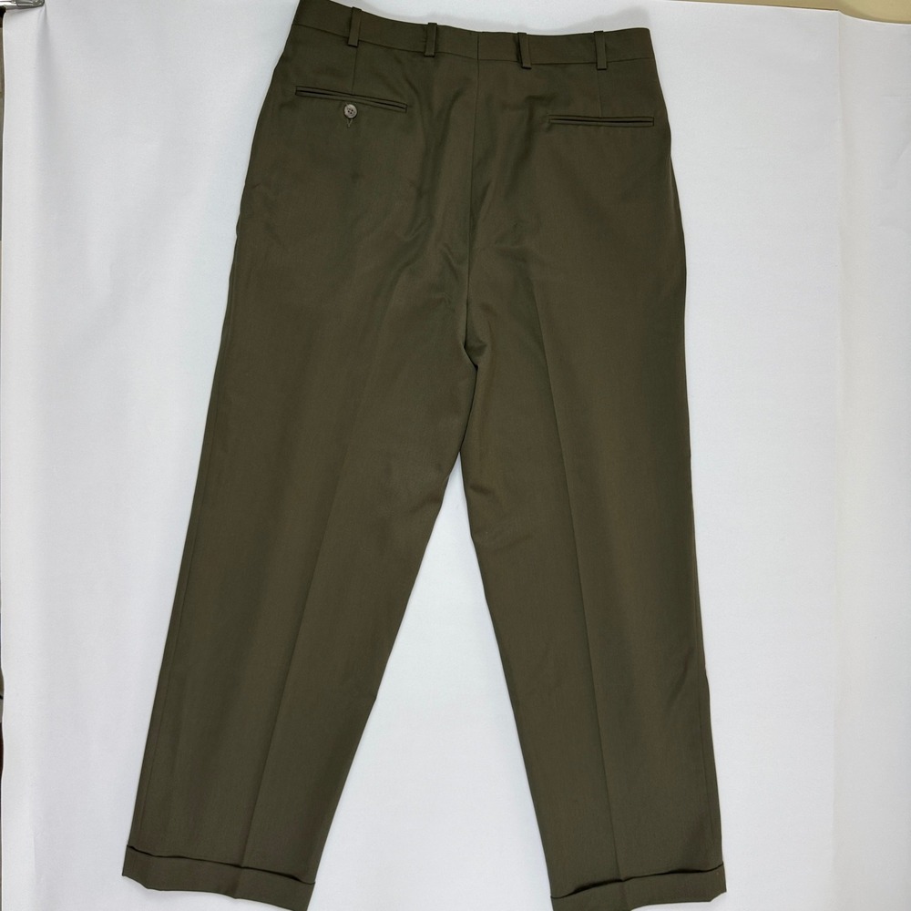 Vintage J.B. Britches Nordstrom Mens Green Wool Pleated Dress Pants 35x32 (USA) - Picture 2 of 11